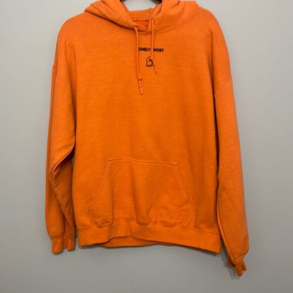 Lonely Ghost Mens Orange Text Me When You Get Home Pullover Hoodie Size Large - Picture 1 of 7